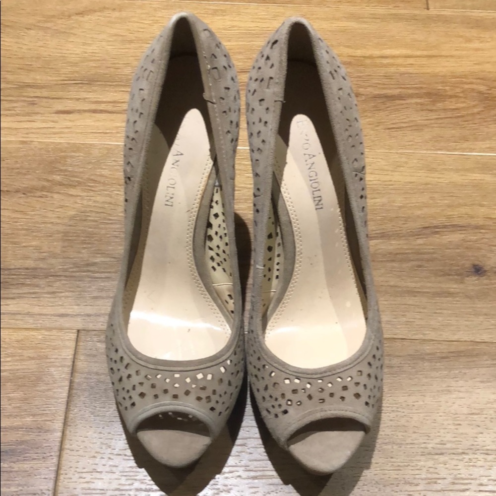 Enzo Angiolini Suede Peep Toe Heel